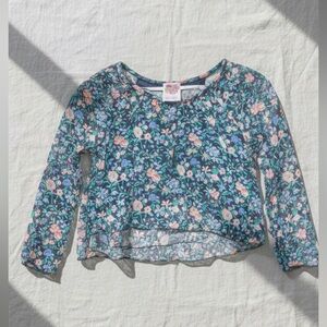 KIDDO BY KATIE Girls Sheer Layered Floral Shirt